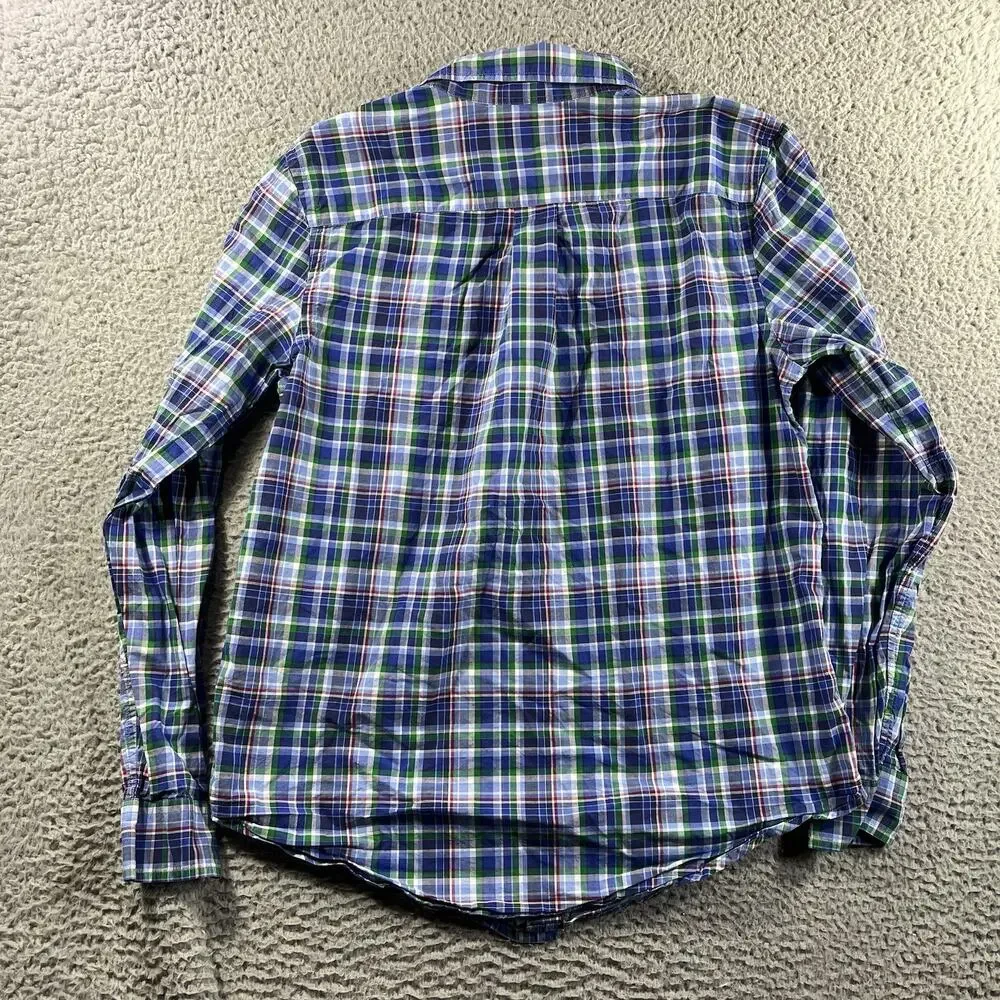 Ralph Lauren Boys XL 18-20 Plaid Button Down Shirt Long Sleeve Blue Green Pony